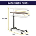 thumbnail image 1 of Non-Tilt Overbed Table with Wheels, Height Adjustable Rolling Tray for Hospital or Home Use, Silver Vein, 1 of 6