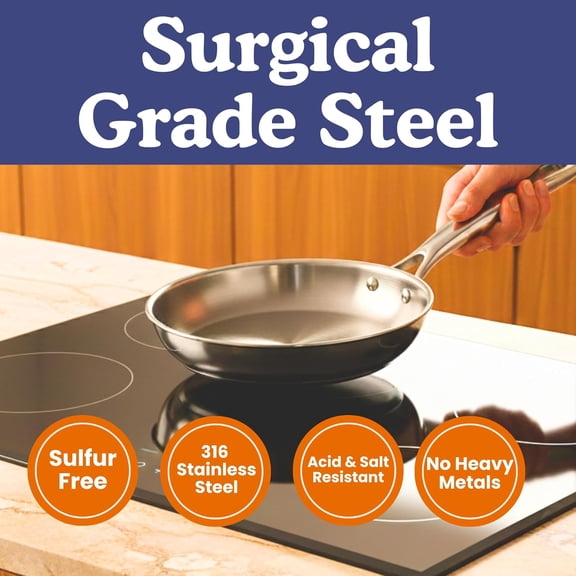 Non-Toxic 9.5" Surgical Grade Stainless Steel Frying Pan