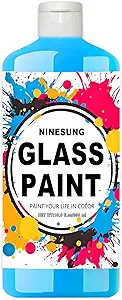 Non-Toxic Acrylic Glass Paint - 10.5oz (300ml) Sky Blue Craft Paint for Windows, Ceramics, DIY Art & Glass Painting, Water-Based, Vibrant & Washable (Sky Blue, 10.5 oz)