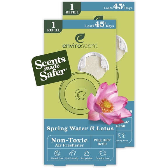 Non-Toxic Air Freshener Paper Refills - Compatible with Plug Hub Warmer Kit - Home Fragrance Lasts Up to 90 Days - Spring Water & Lotus Scent (Pack of 2)