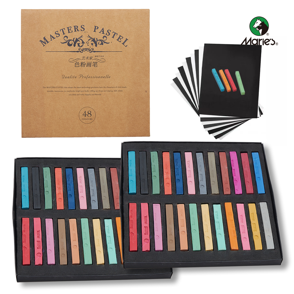Colored Chalk Pastels – 48 Count, Vibrant Colors, Smooth Application, Ideal for Artists, Teachers, and Students