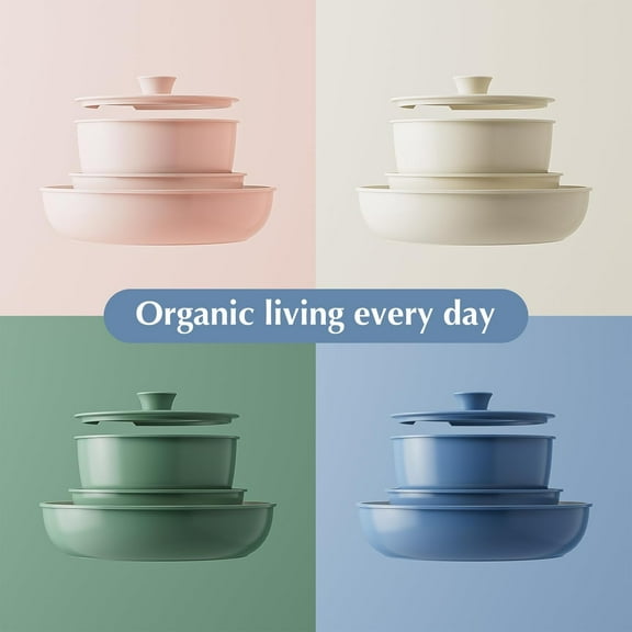 Non Toxic Ceramic Cookware Set with Detachable Handles, Oven Safe & Space Saving