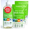 thumbnail image 1 of Non Toxic Dish Soap Kit | Natural Concentrated Dishwashing Liquid - Sweet Basil Scent Organic Plant-Based Family Safe Eco-Friendly Formula 16 fl oz, 1 of 4