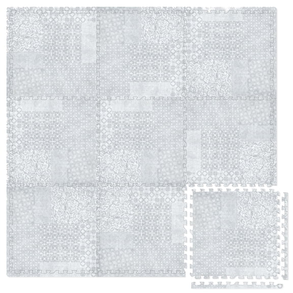 Play Platoon Kids Play Mat, 9 Tile 72x72 Inch - Neutral Print, Extra-Thick