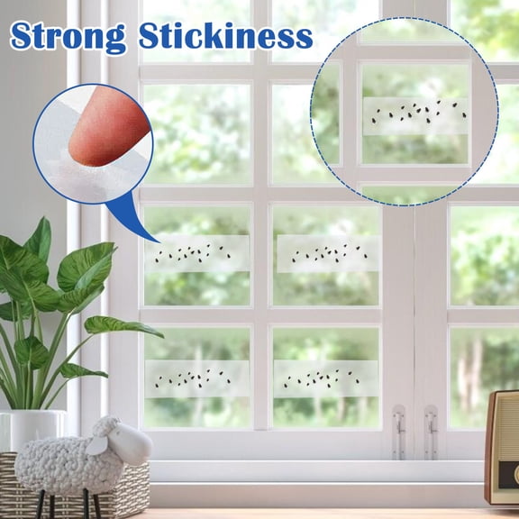 Non-Toxic Fly Ribbon, Window Fly Trap Discreet Adhesives for Indoor Use, 20 Pack, Poison-Free Pest Control, Sticky Paper, Traps Flying Insects