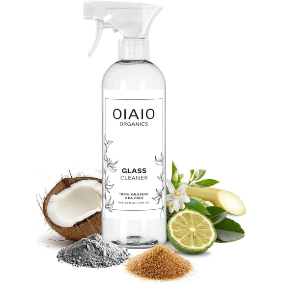 Non-Toxic Glass Cleaner - 100% Natural Organic Ingredients that Truly Perform - 24oz - Light Coconut & Bergamot Scent