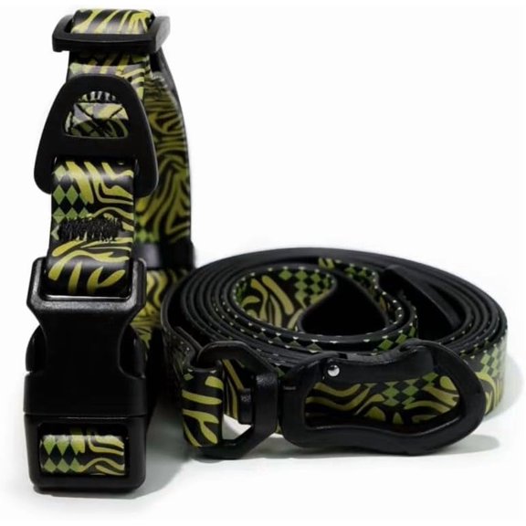 Non Toxic Waterproof Dog Leash 4.92 FT Adjustable PVC Walking Lead with UV Embossed Pattern for Outdoor Training