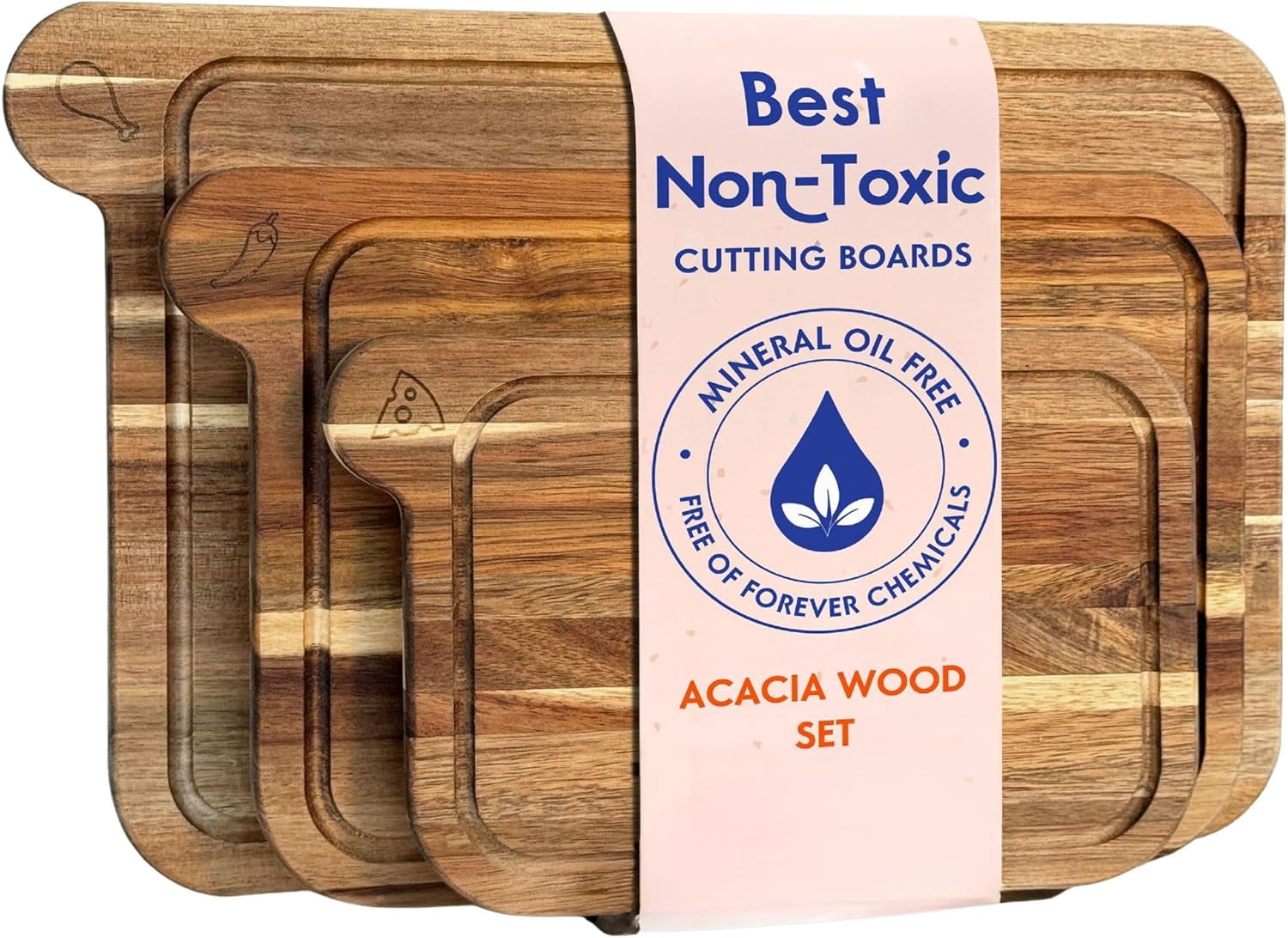 Non-Toxic Wood Cutting Board Set – FSC® Certified Acacia Wood (Set of 3) - Walmart.com