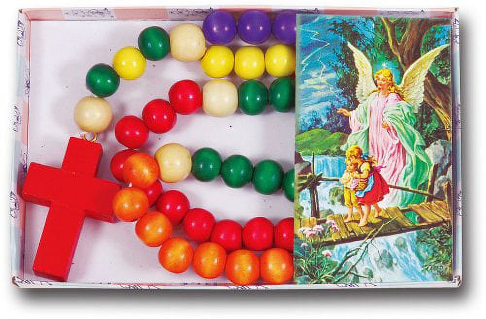 Non Toxic Wooden Kiddie Rosary with 5 Different Colors 21-inch Boxed, Nice Baby, Christening and/or Nursery Gift (011) - image 1 of 1