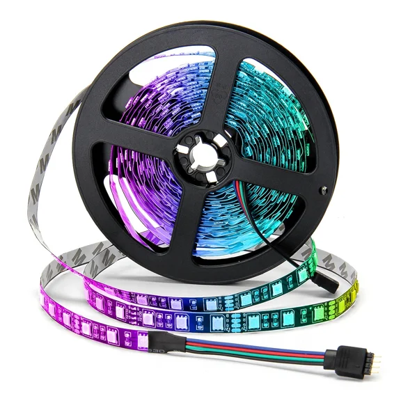 Non-Waterproof 5M 300Leds Rgb 5050 Led Strip Light Black Pcb Dlexible Tape Light