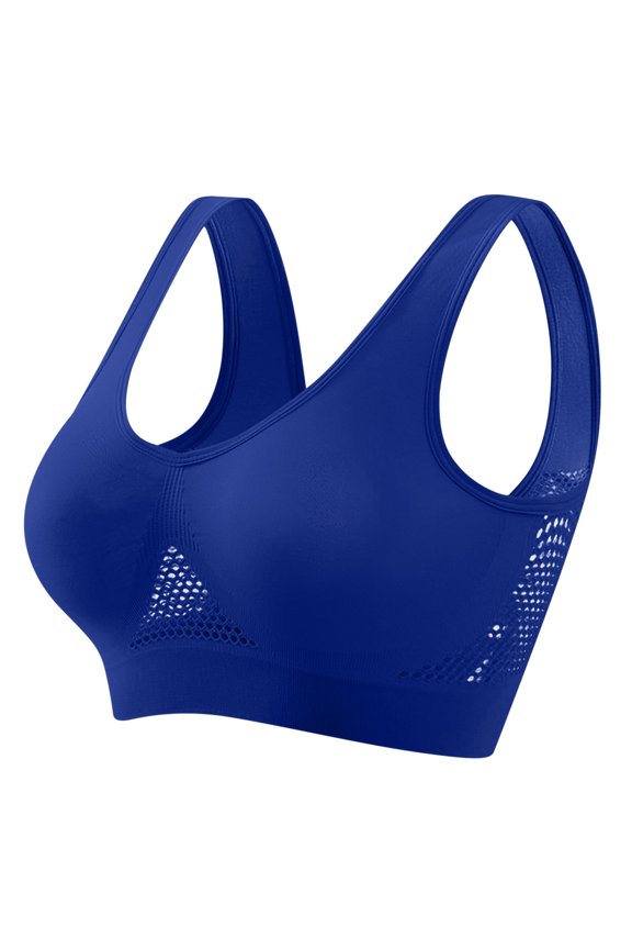 Non Wired Bras for Women Lift Push Up Seamless Wireless Bra with Soft Support Lace V Neck Bralette Mesh Bras Everyday Bra Dark Blue XXL