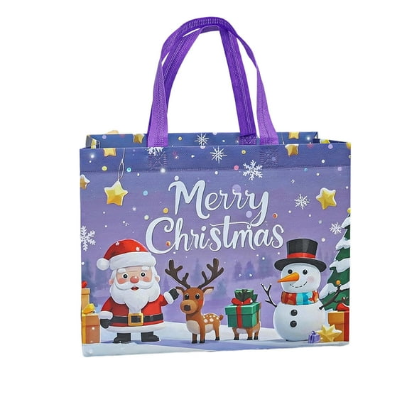 Non-Woven Christmas Gift Bags Reusable Tote Bags with Handle for Xmas Holiday Party Gifts Large Capacity Storage Bag (Purple)