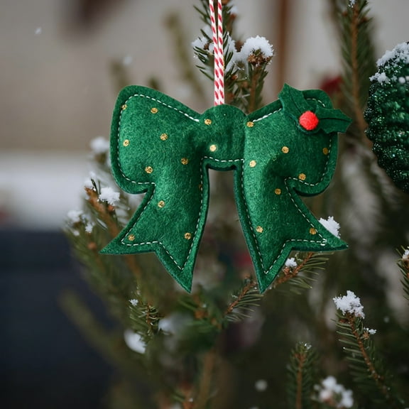 Non Woven Fabric Christmas Ornament Handmade Holiday Decoration, Lightweight Craft Kit for DIY Tree Decor and Seasonal Gift Making Project(Green)