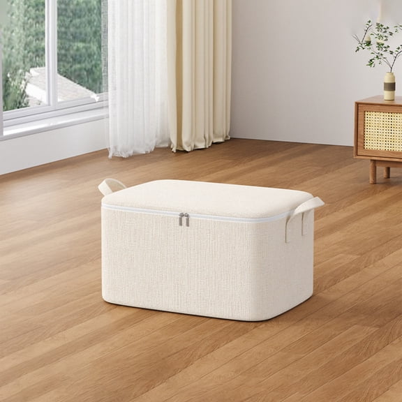 Non-Woven Fabric Storage Bag • Zippered Closure • Reinforced Handles • Large Household Clothes Organizer Tote • Versatile Flexible Fabric Storage Solution