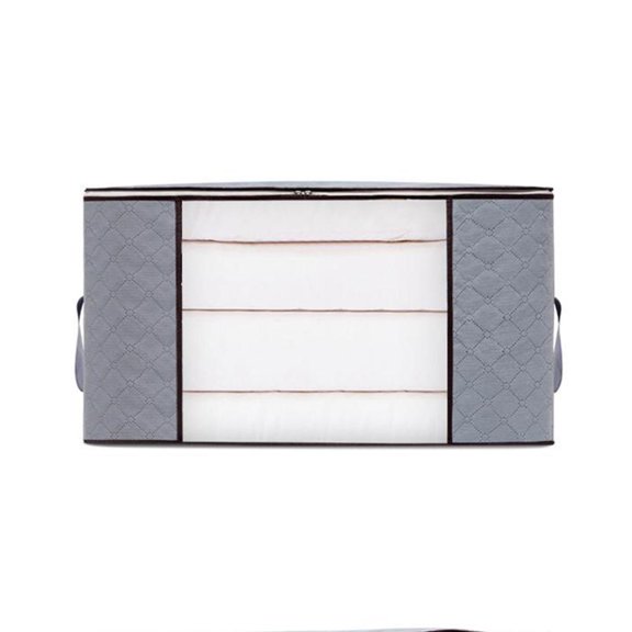 Non Woven Fabric Storage, Foldable & Moistureproof Large Capacity Box with Clear Window Sturdy Handles for Dorm, Pillows, Bedding, Clothes, Blankets, Sweater,B