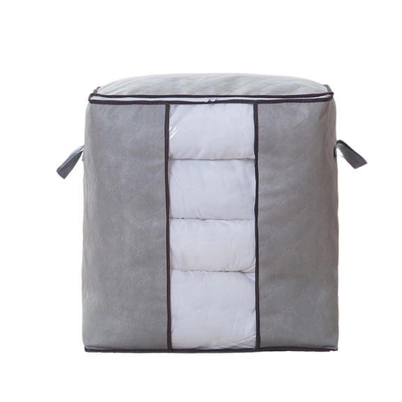 Non Woven Fabric Storage, Foldable & Moistureproof Large Capacity Box with Clear Window Sturdy Handles for Dorm, Pillows, Bedding, Clothes, Blankets, Sweater,E