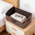 thumbnail image 1 of Non-Woven Fabric Trapezoid Storage Bin, Large Foldable Organizer Box with Cardboard Support, 19.6x12x7.8 Inch Shelf Closet Bin for Clothes Blankets Toys, Collapsible Home Storage Basket, 1 of 6