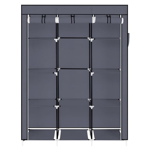 Non-Woven Fabric Wardrobe Closet Shelf Organzation 4 Layers 10 Lattices Gray