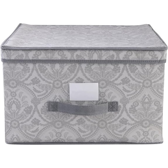 Non-Woven Jumbo Storage Box, Dimensions: L16 x W16 x H10, Collapsible, Durable, Home Organization, Closet Storage, Grey