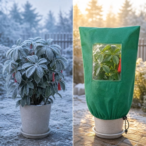Non Woven Plant Frost Protection Cover,Breathable Thermal Blanket with Clear View Window,Winter Cold Resistant Plant Jacket for Outdoor Garden Shrubs,80x100cm