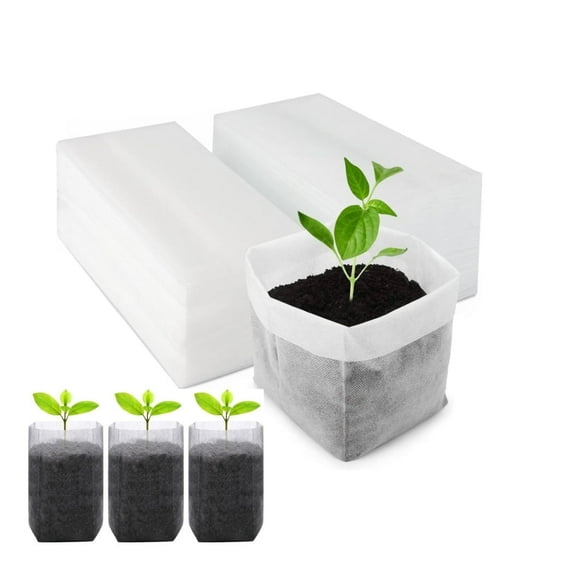 Non-Woven Plant Nursery Bags,QZS Biodegradable Non-Woven Fabric Seedling Grow Bag,Seed Starting Pots Pouches for Planting Seedling Cutting Clones,200Pack