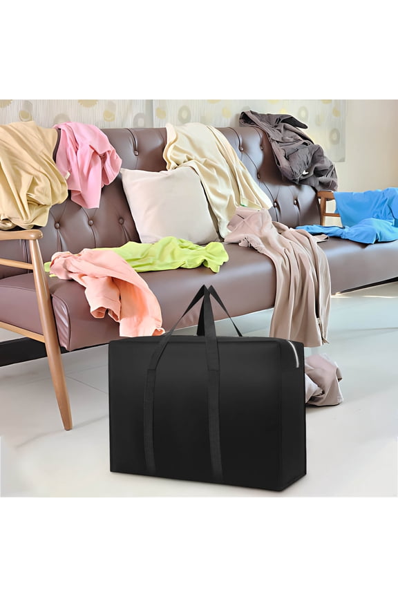 Non Woven Quilt Storage Bags with Handles, Extra Large Breathable Blanket Comforter Duffel, Collapsible Moving Bags for Closet Travel Organization, 24x16x10 Inches