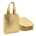 thumbnail image 1 of Non Woven Reusable Tote Bags, Metallic Gold Gift Bags with Handles (10x8 In, 20 Pack), 1 of 7