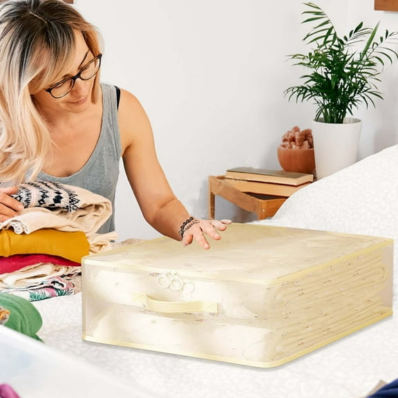 Non-Woven Storage Bags for Clothes, Large Foldable Wardrobe Organizer Bin, Breathable & Durable Closet Storage Box for Quilts Blankets, Stackable Under Bed Basket