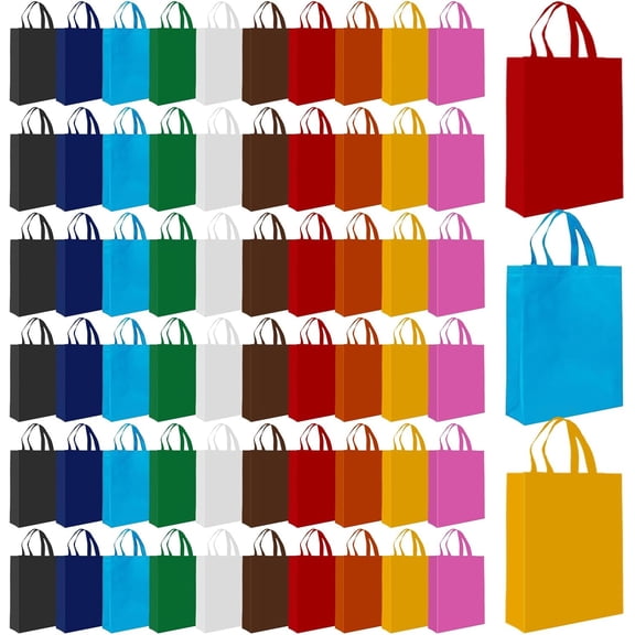Non Woven Tote Bags 60 Pack Multicolor Reusable Grocery
