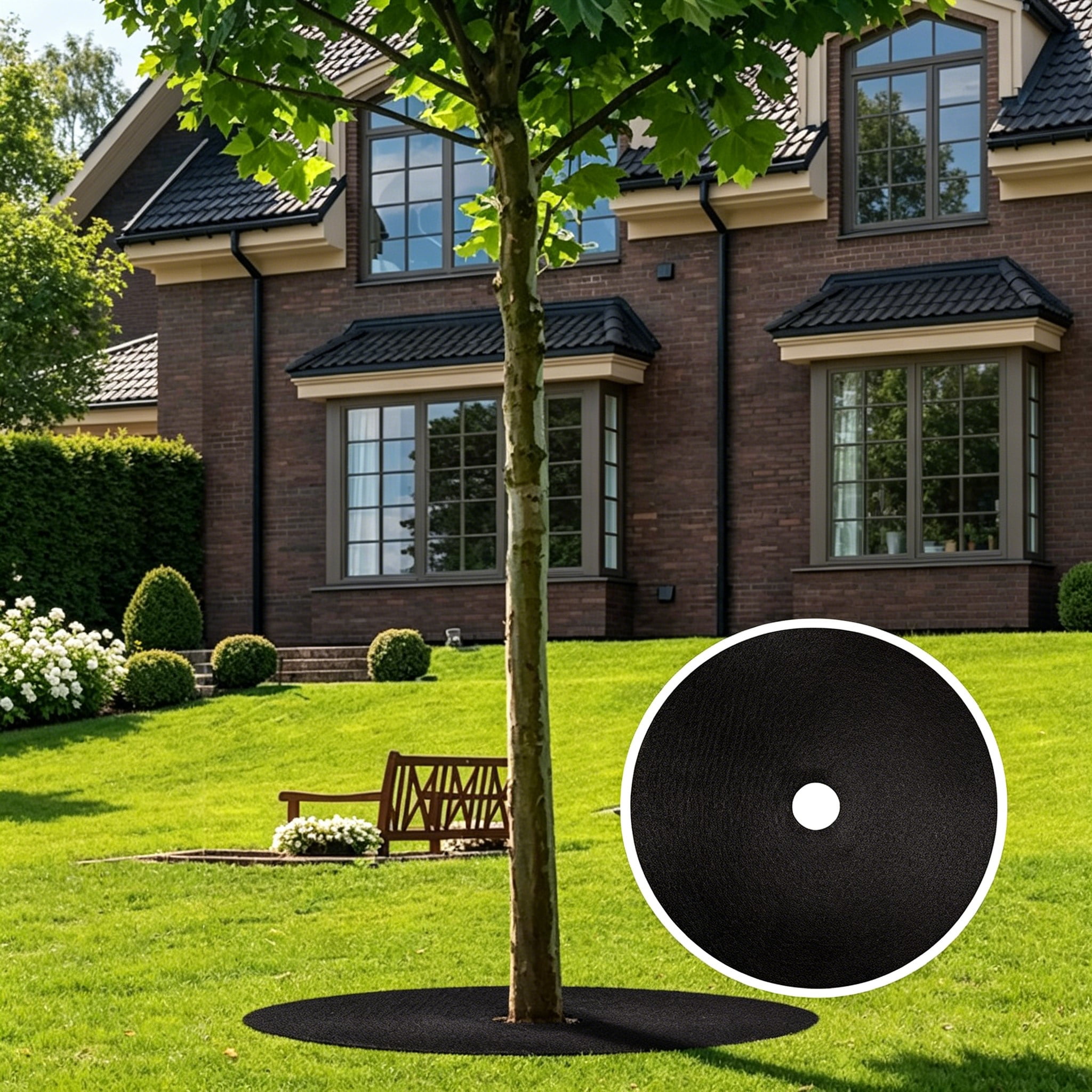 Non Woven Tree Mulch Mat for Weed Control Root Protection and Moisture ...