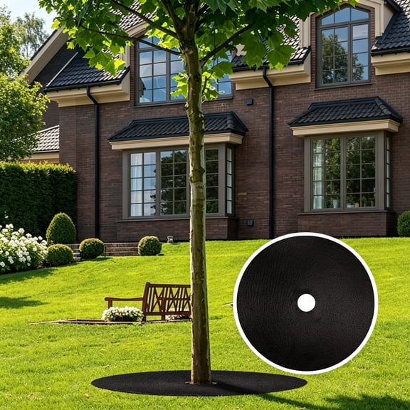 Non Woven Tree Mulch Mat for Weed Control Root Protection and Moisture Retention Breathable Fabric Plant Guard Ring for Gardens and Landscaping 6 Inch