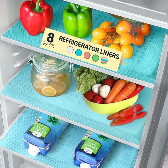 Non‑adhesive BPA‑free shelf mats line refrigerator, cabinet and drawer ...