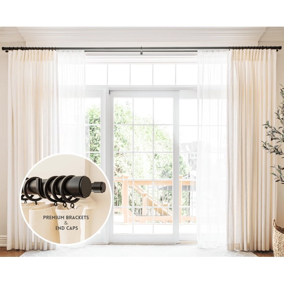 Non-adjustable Luxury Double Curtain Rods For Windows 1 1/4" Rod Set 4 Foot Custom Fixed Length Brushed Dark Brown