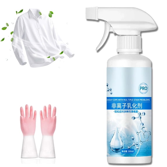 Non-ionic Laundry Stain Removal Emulsifier, Powerful Laundry Stain Remover Spray for Grease/Oil/Food on Clothes & Shoes, No Damage Fabric Spot