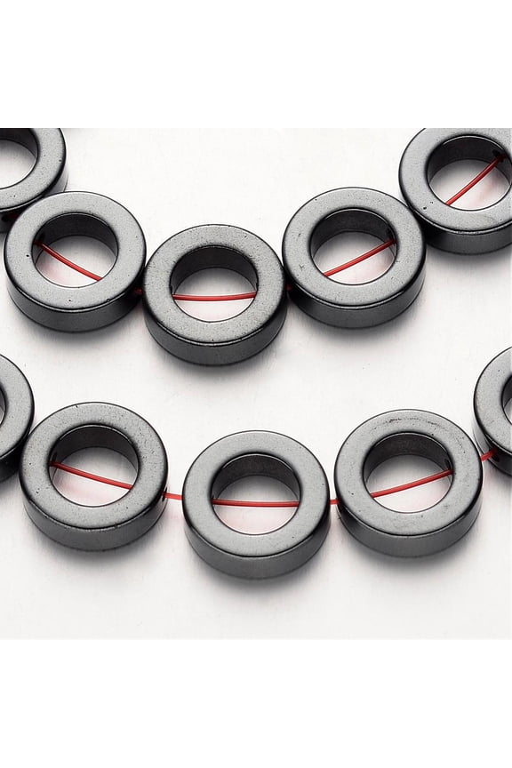 Non-magnetic Hematite Beads Strands Ring Original color 14x4mm Hole: 1mm 29pcs/strand 15.7 inch