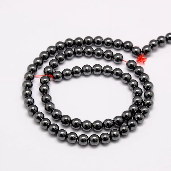 Non-magnetic Hematite Beads Strands Round Grade AAA Black 6mm Hole: 0.8mm 67pcs/strand 16 inch