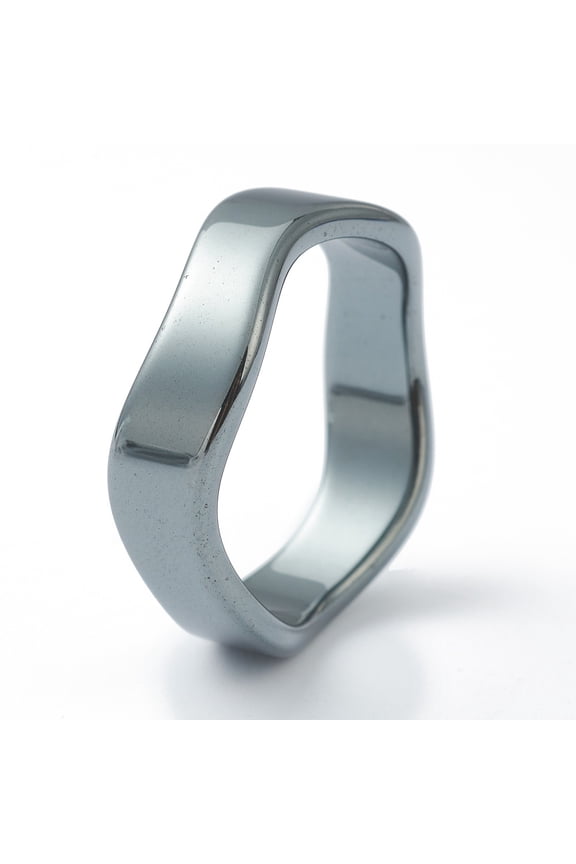 Non-magnetic Hematite Finger Rings Wave US Size 10 Inner Diameter: 20mm
