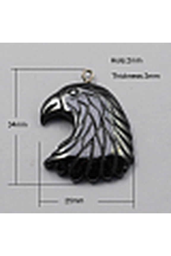 Non-magnetic Hematite Pendants Grade A with Iron Findings Eagle/Hawk Charm 34x25x3mm Black Hole: 2mm