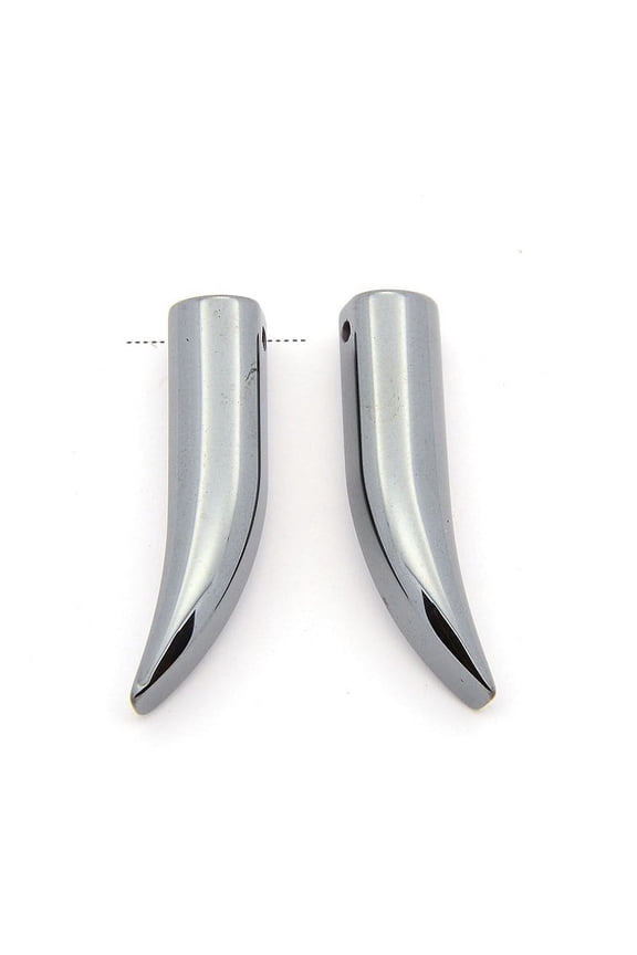 Non-magnetic Hematite Pendants Grade AA Ivory/Tusk Shape 32x7x7mm Hole: 1.5mm