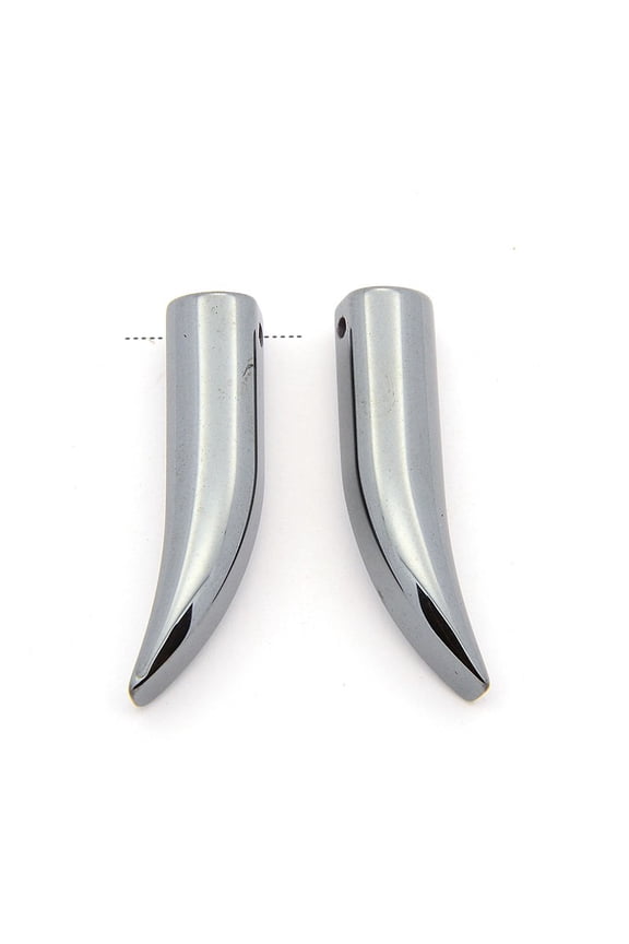 Non-magnetic Synthetic Hematite Pendants Grade AA Ivory/Tusk Shape 32x7x7mm Hole: 1.5mm