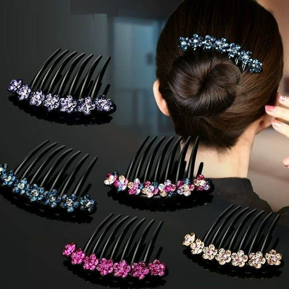 Non-slip 7 Teeth Hair Comb Fine Workmanship Rhinestone Flower Decor Wedding Hair Stick Hair Accessories