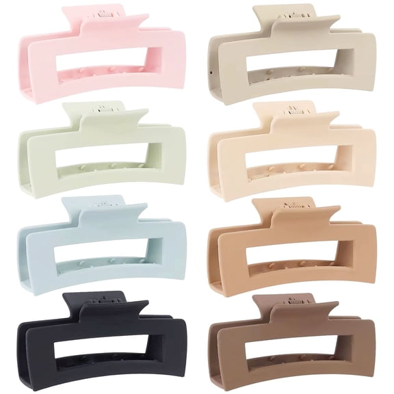 Non-slip 8 Pcs Large Hair Claw Clips 4.1 Inch Matte Finish Multi-colour