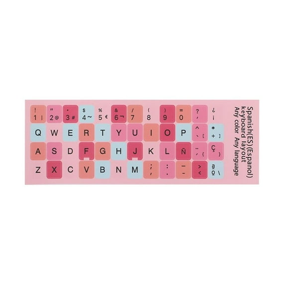 Non-slip Anti Fingerprint Dust-proof Wear-resistant Spanish English Keyboard Label Keyboard Sticker Laptop Keypad Film Alphabet Layout MACARON PINK-SPANISH