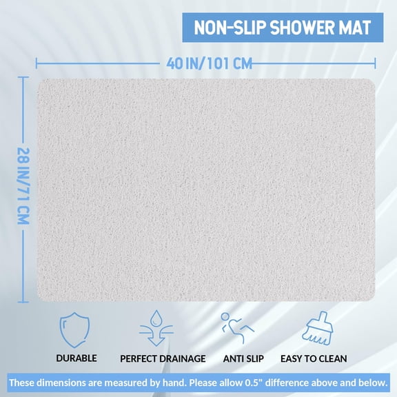 Non-slip Bath Mat Rectangular White 40" x 28"