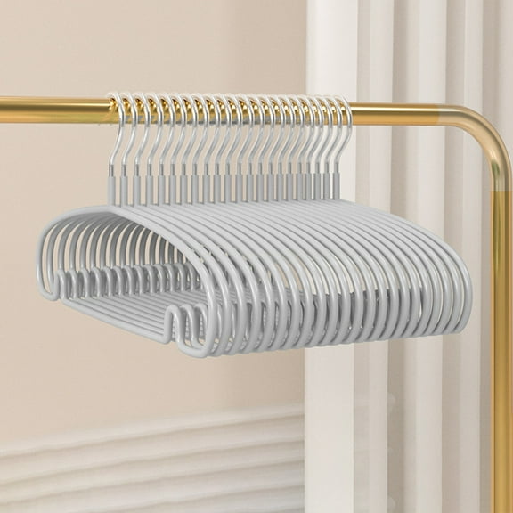 Non-slip Hangers with Non-marking Coating, 10 Pack Thick Plastic Hangers with Rustproof Stainless Steel Core for Heavy Clothing, Space-saving Design for Closet Organization & Wardrobe Storage
