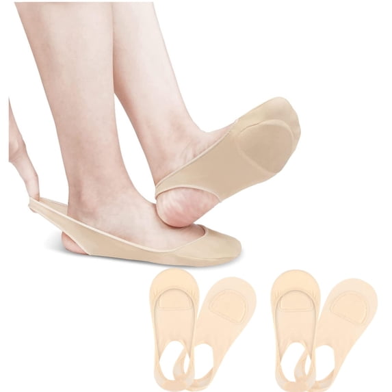 Non-slip Invisible Female Socks, 2 Pairs Sock Style of Foot Cushions Metatarsal Pads Relieving Foot Fatigue Shoe Pads Socks for Women Forefoot Support Blister Callus Socks,Beige