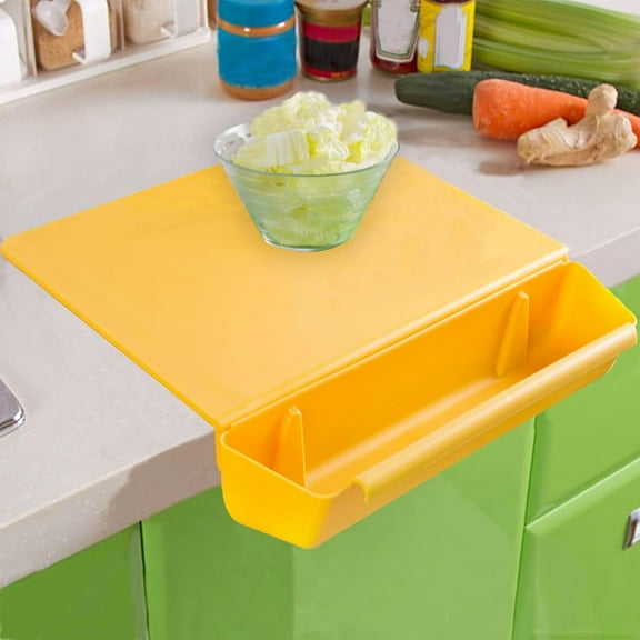 Non-slip Kitchen Cutting Board: 2-In-1 Cutting Board With Removable Storage and Counter Lip, Durable Chopping Boards for Vegetables, Fruits, Meat (Yellow)