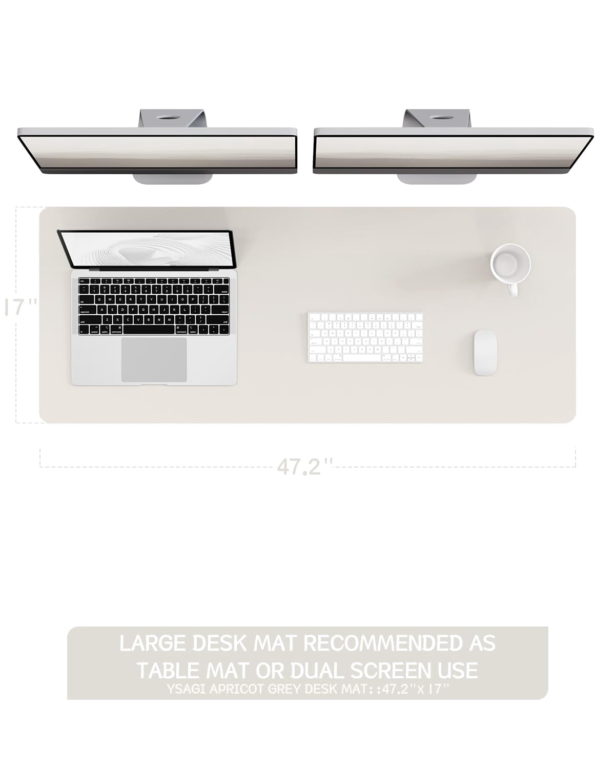 Non-slip Leather Desk Pad Long Size  Waterproof Laptop Computer Mat Table Protector Blotter Large Mouse For Office/work/home/decor(apricot Gray 47" X 17")
