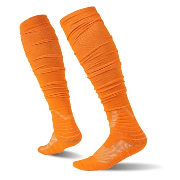 Non-slip Scrunch Football Socks - Combed Cotton Long Compression Socks with Ankle Support Padded Knee High Socks for Youth Adult (1 Pair)