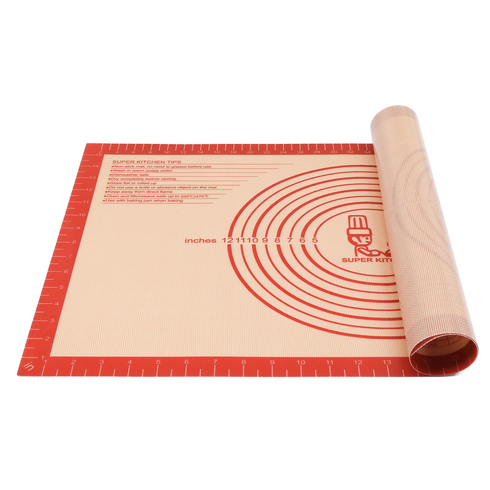 Non-slip Silicone Pastry Mat Extra Large with Measurements 16''By 26 ...